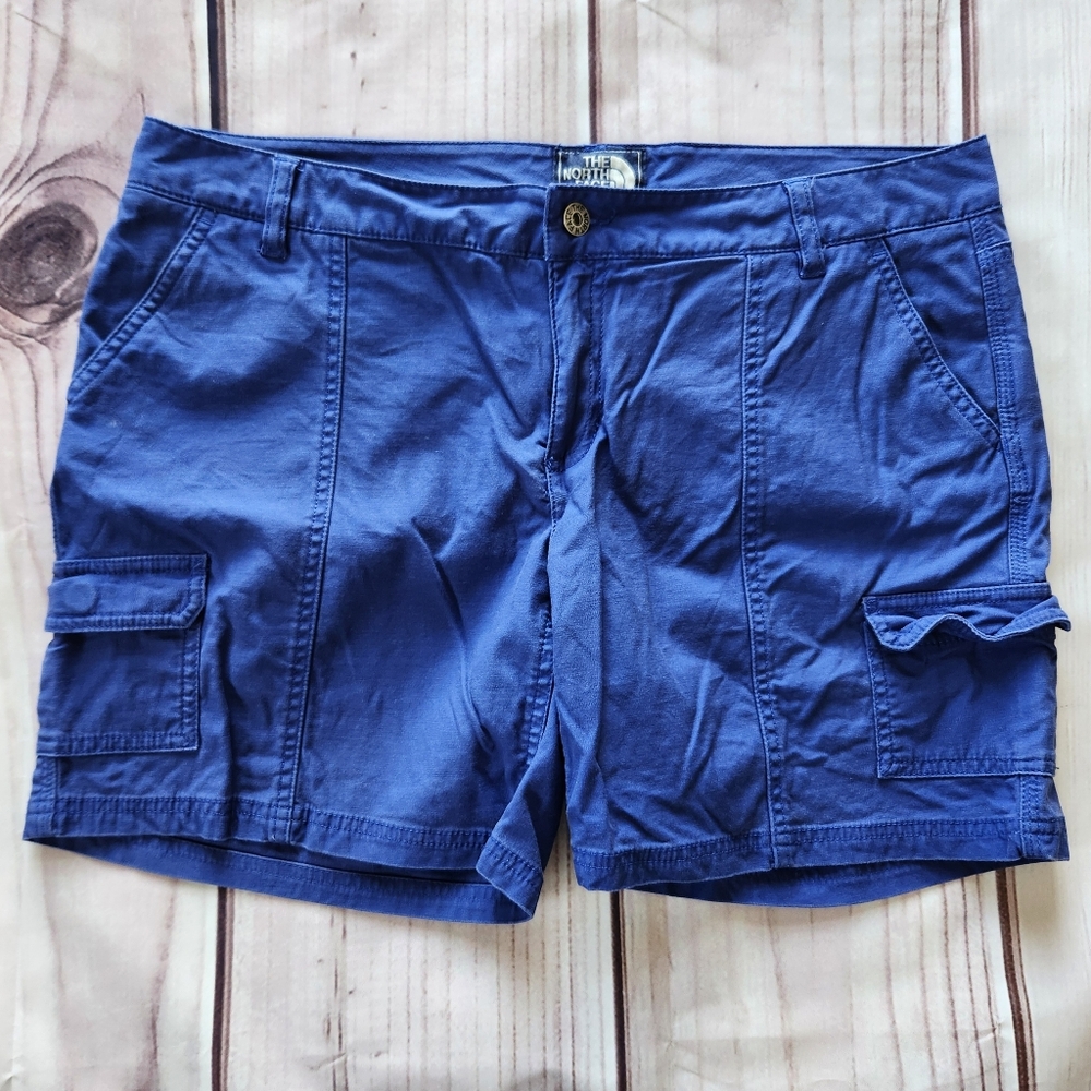 The North Face "Amanda" Cotton Cargo Hiking Shorts Marker Blue | Women's Size 12 - Picture 1 of 9
